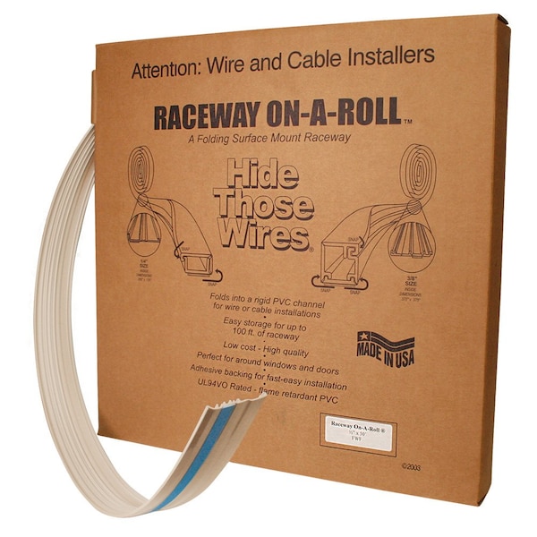 Flat Elbow Raceway, FWF Series, 0.475 in W, 0.475 in H, 50 ft L, Beige